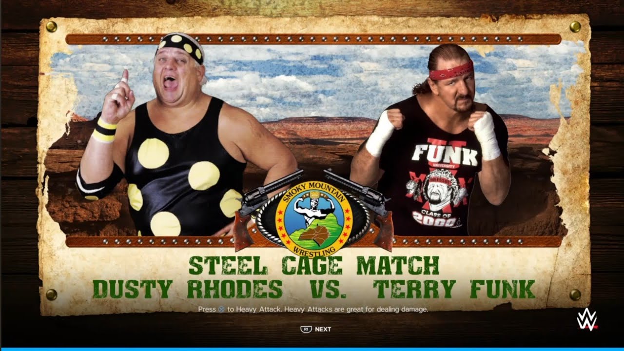 Dusty Rhodes vs Terry Funk Cage Match SMW. WWE 2K24