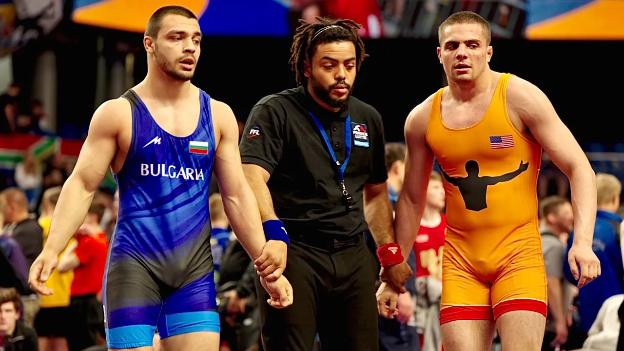 U20 James Porpora (USA) vs Nikolai Momakov (BUL) 79kg. Freestyle men wrestling tournament. backdrop