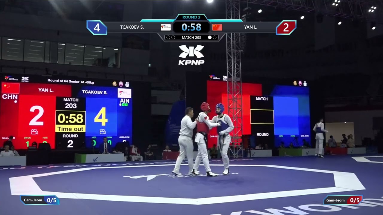 203 Round of 64 M 68kg AIN TCAKOEV S CHN YAN L PGM