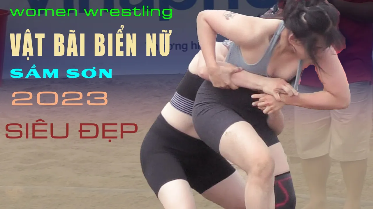 Vật nữ bãi biển Việt Nam lần thứ nhất..beach female wrestling. Hai trận đấu căng thẳng.. background