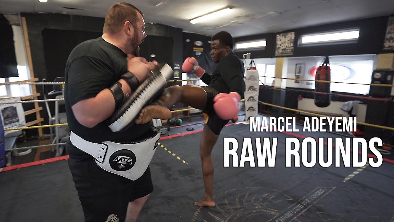 RAW ROUNDS - Marcel Adeyemi Muay Thai Pad Work | Siam Boxing background