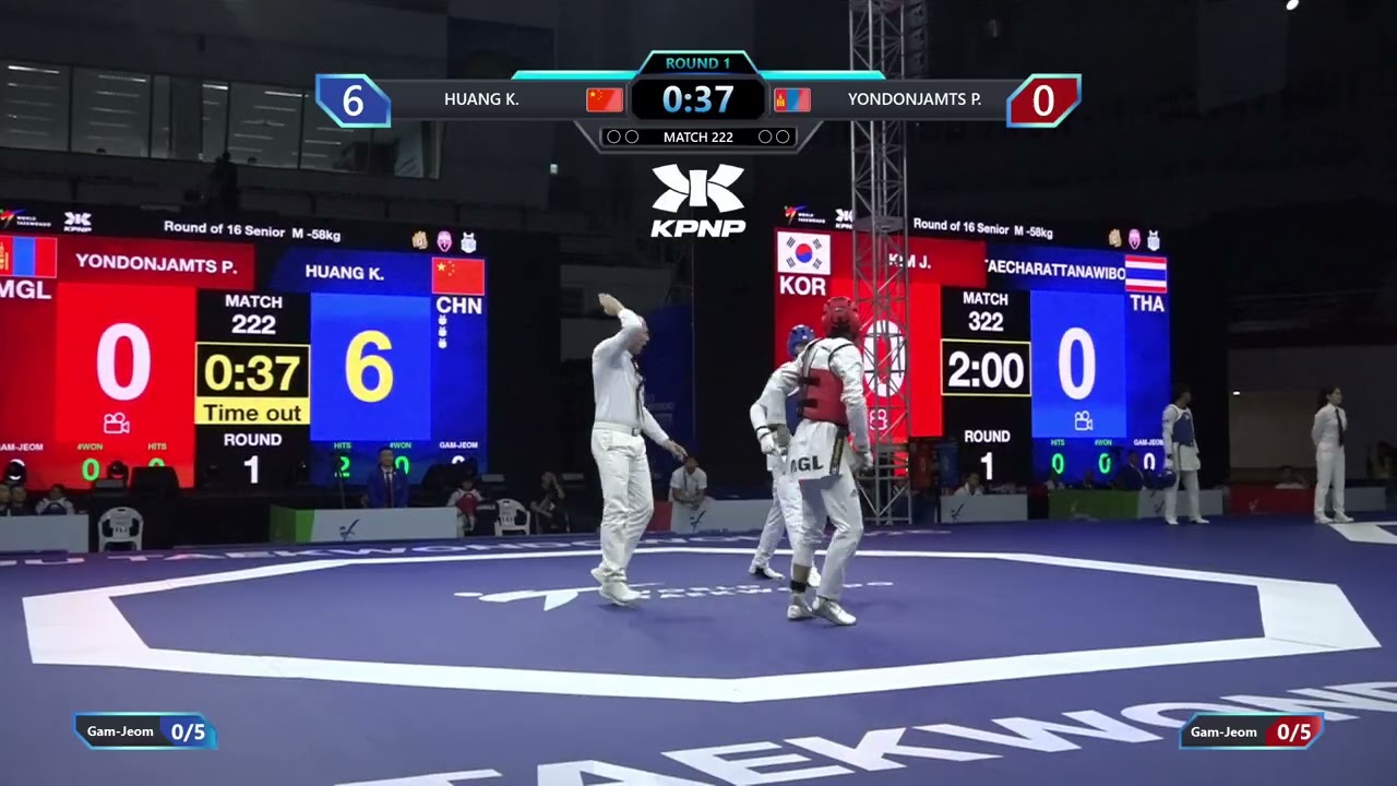 222 Round of 16 M 58kg CHN HUANG K MGL YONDONJAMTS P PGM background