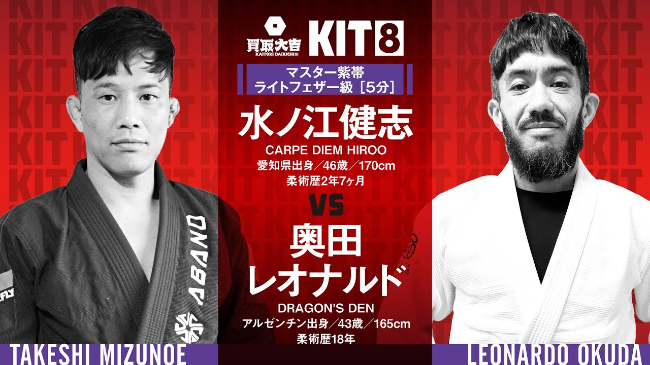 【FULL FIGHT】水ノ江健志 vs 奥田レオナルド / 買取大吉 presents KIT8 【ブラジリアン柔術】Takeshi Mizunoe vs Leonardo Okuda background