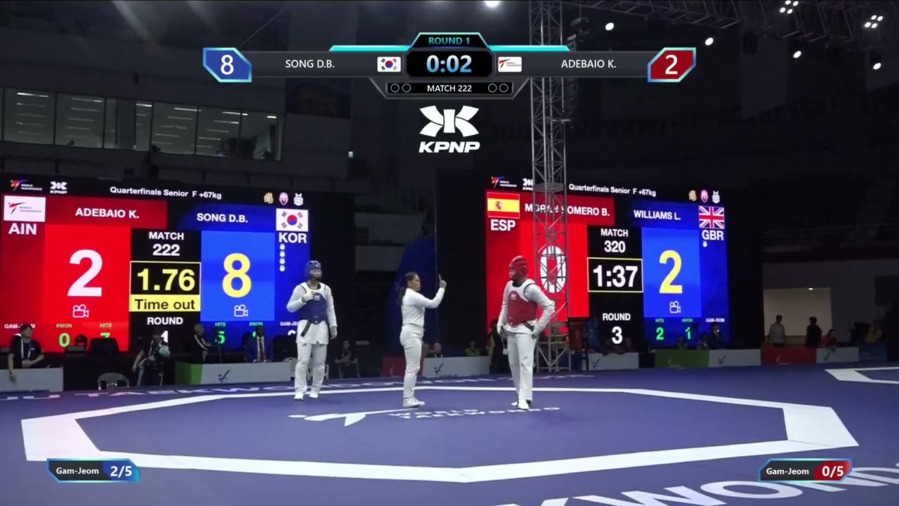 222 Quarterfinals F +67kg KOR SONG D B AIN ADEBAIO K PGM