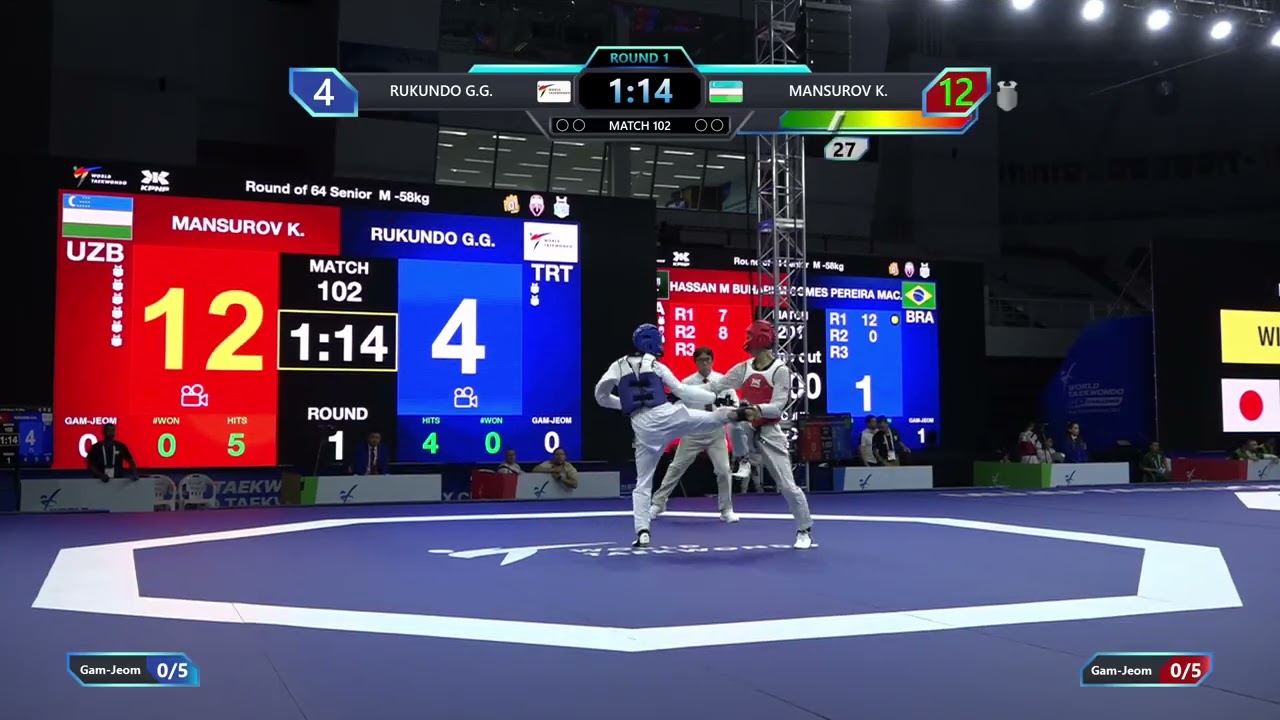 102 Round of 64 M 58kg TRT RUKUNDO G G UZB MANSUROV K PGM