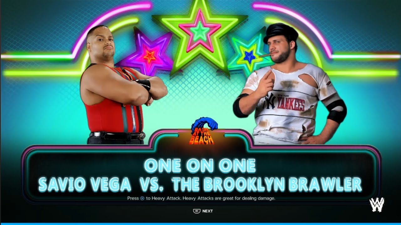 Savio Vega vs The Brooklyn Brawler. WWF Bash At The Beach. WWE 2K24 background
