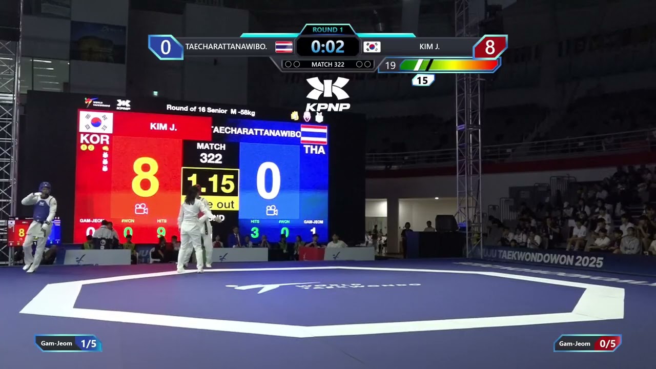 322 Round of 16 M 58kg THA TAECHARATTANAWIBO KOR KIM J PGM