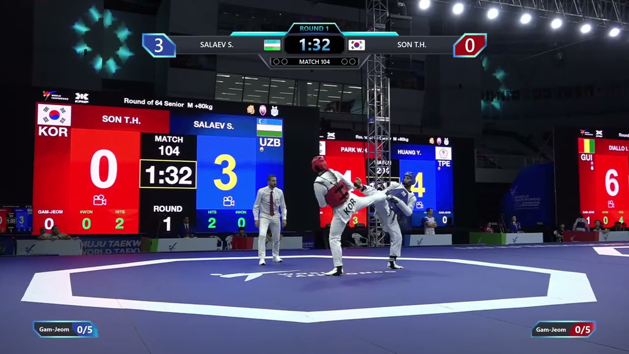 104 Round of 64 M +80kg UZB SALAEV S KOR SON T H PGM background