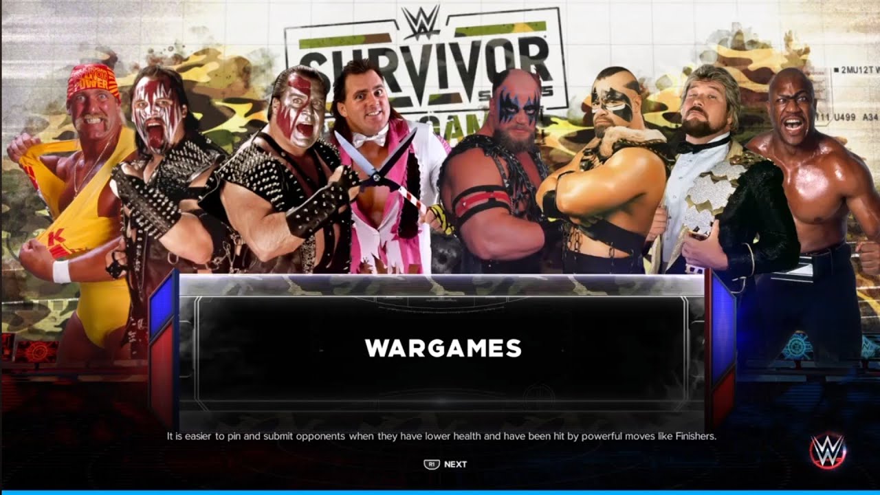 Hogans Heroes vs The Million Dollar Maniacs. Wargames. WWE 2K23 background