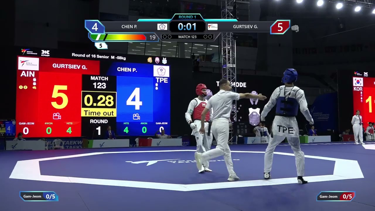 123 Round of 16 M 58kg TPE CHEN P AIN GURTSIEV G PGM background