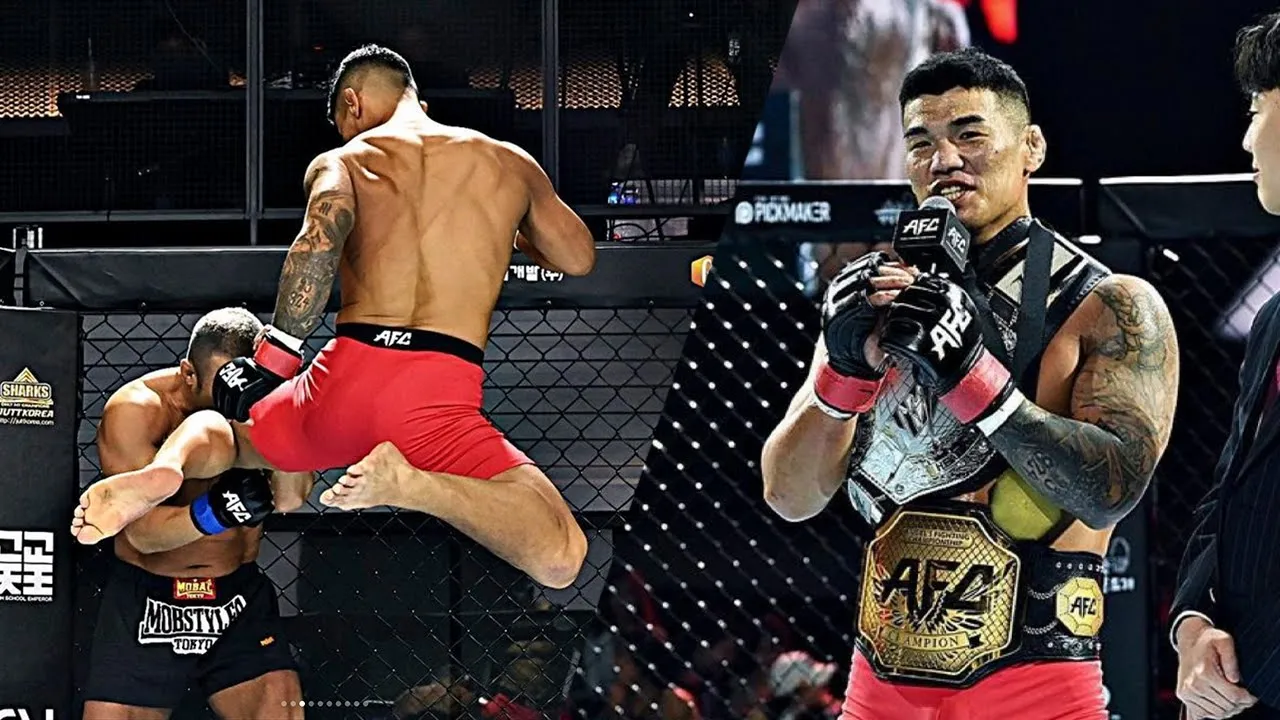 플라잉니킥과 정확한 타격력으로 통합 타이틀전 벨트 쟁취한 고석현 선수 AFC24 하이라이트