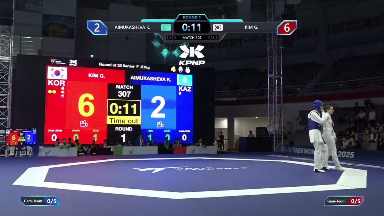 307 Round of 32 F 57kg KAZ AIMUKASHEVA K KOR KIM G PGM