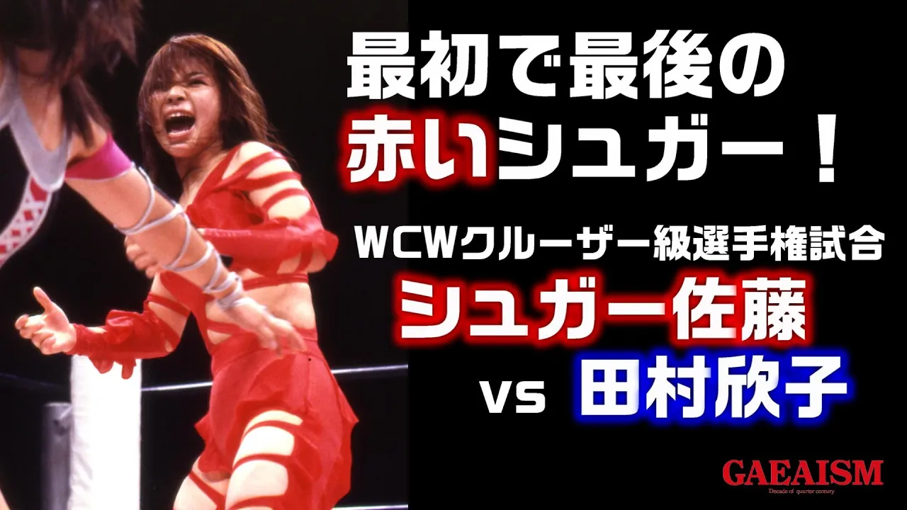 【女子プロレス GAEA】WCWクルーザー級選手権 田村欣子 vs シュガー佐藤 最初で最後の"赤シュガー"登場!1997年9月20日@川崎市体育館 background