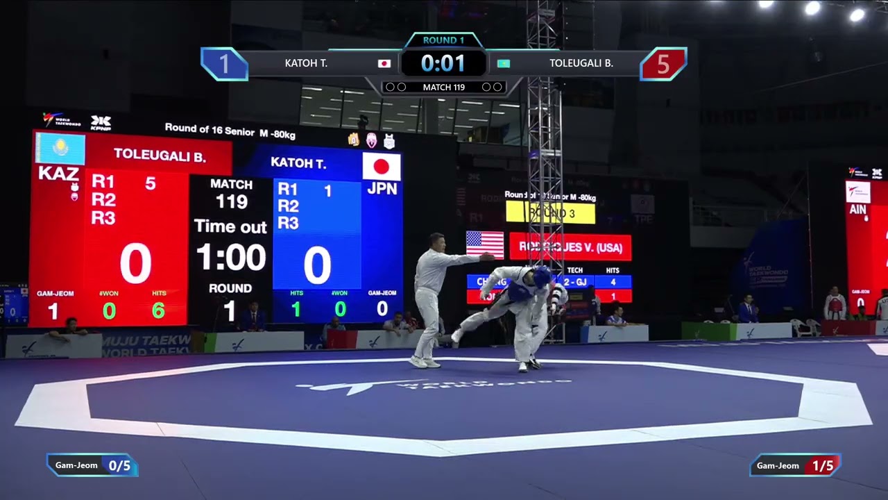 119 Round of 16 M 80kg JPN KATOH T KAZ TOLEUGALI B PGM