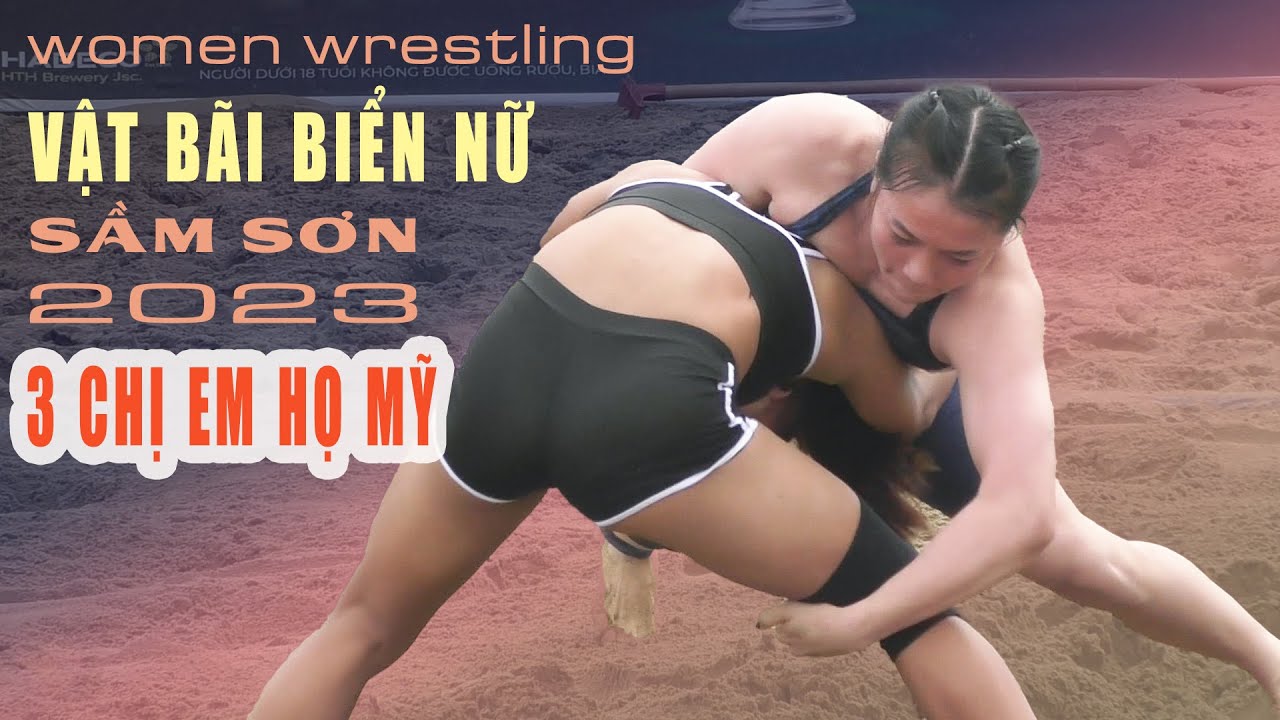 Vật nữ bãi biển Việt Nam lần thứ nhất..beach female wrestling. 3 Chị em họ Mỹ - Huế background