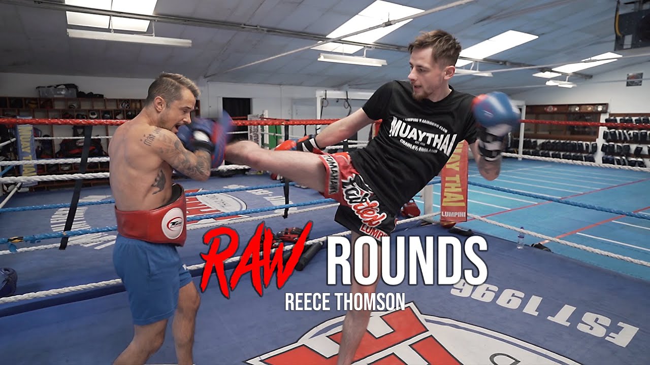 RAW ROUNDS: Reece Thomson Muay Thai Pad Work | Siam Boxing background