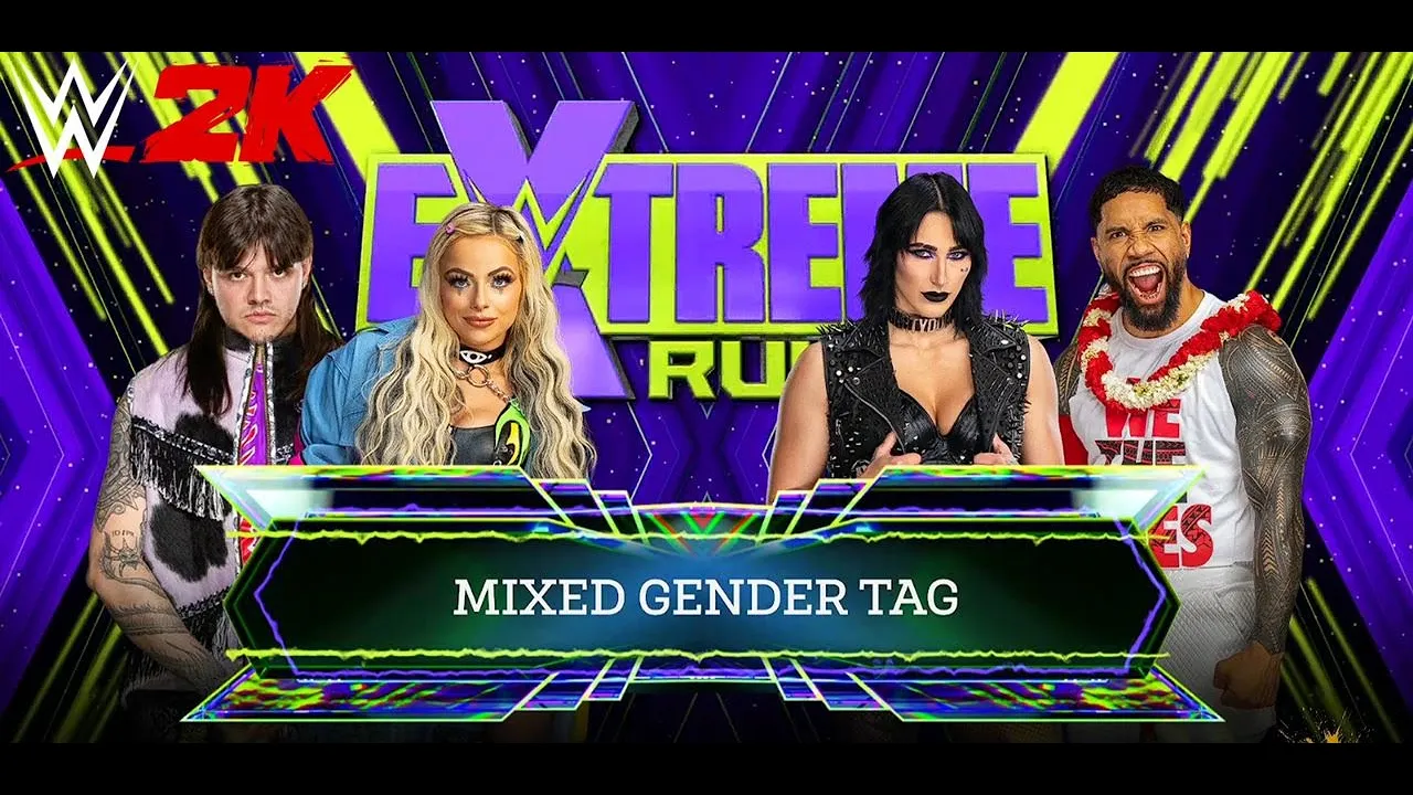 Rhea Ripley & Jey Uso vs Liv Morgan & Dominik Mysterio | Mixed Gender Tag | WWE 2K24#wwe #wwe2k24