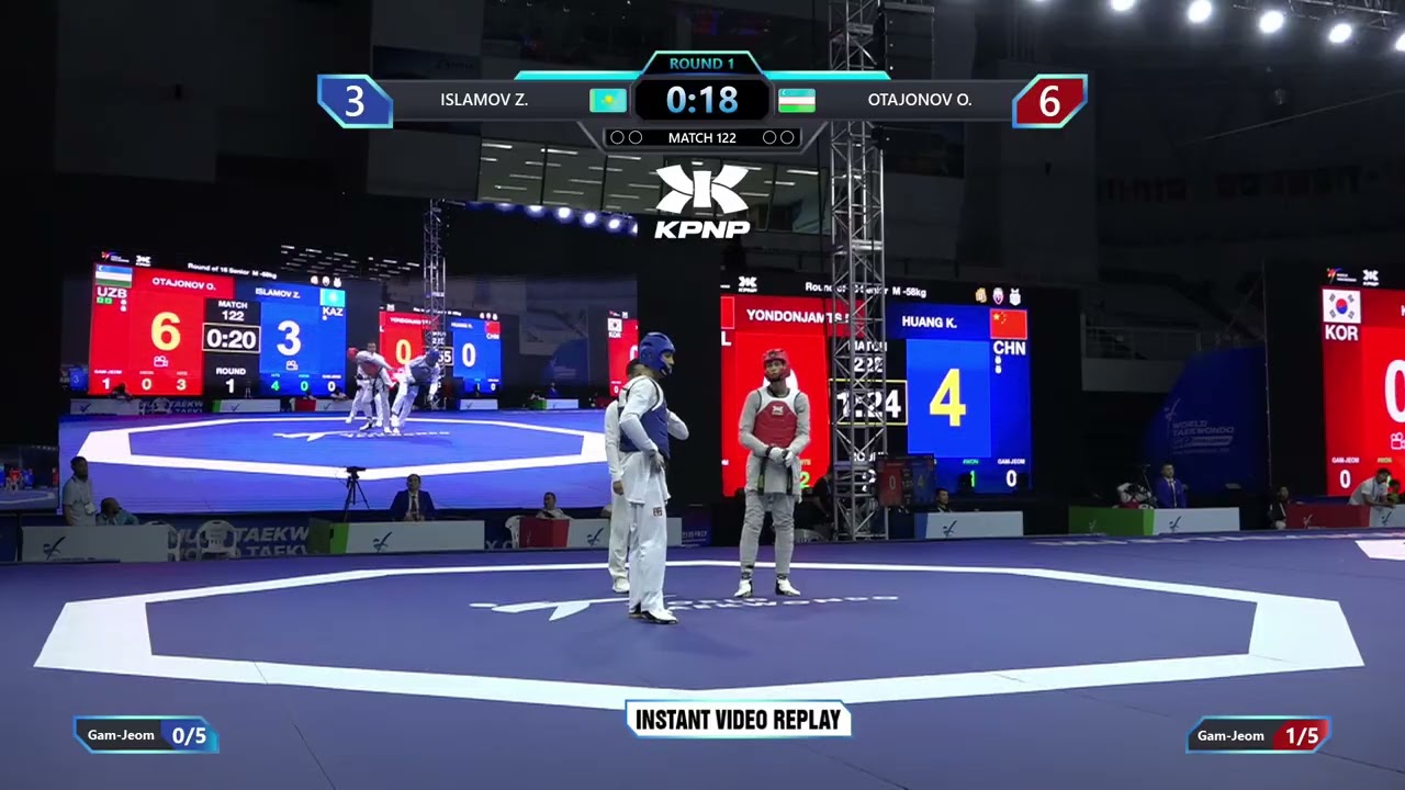 122 Round of 16 M 58kg KAZ ISLAMOV Z UZB OTAJONOV O PGM background