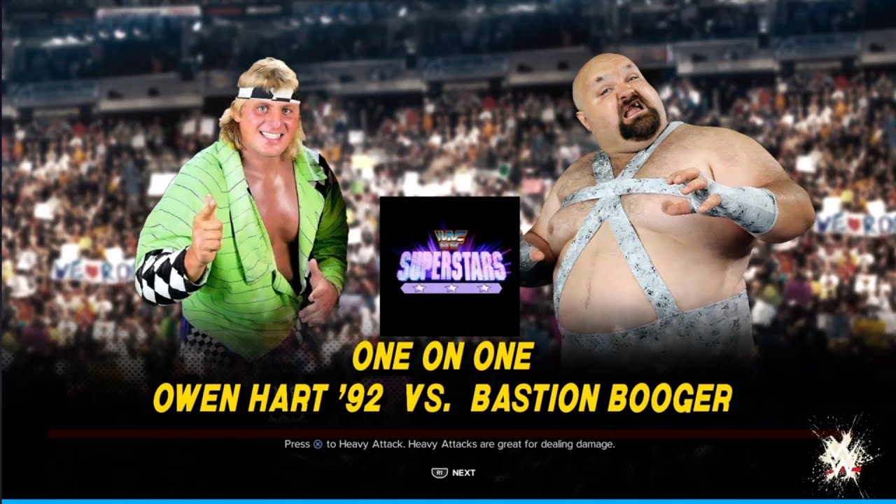 Owen Hart vs Baston Booger. WWE 2K24 background