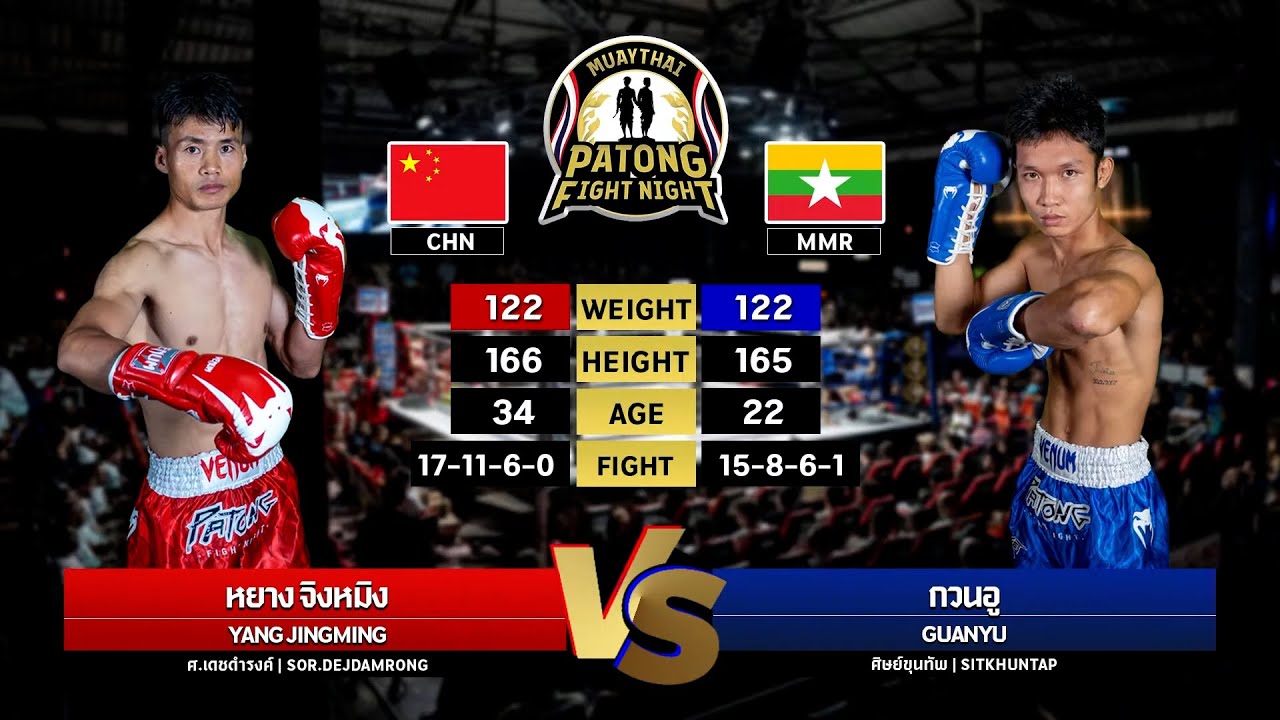 Yang Jingming (S. Dejdamrong, China) VS Guan Yu Sit Khunthap (Myanmar) Patong Fight Night 18-08-2025 background
