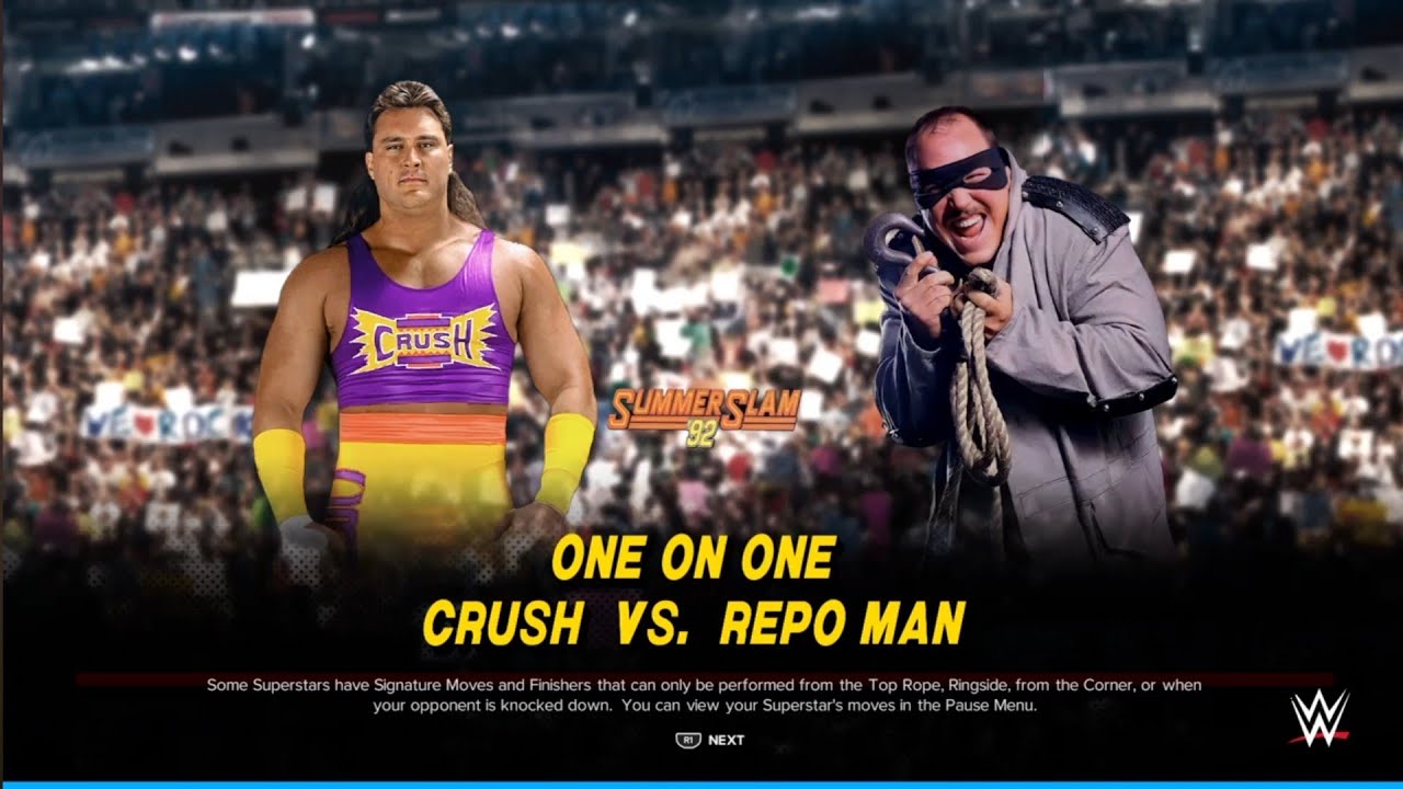 Crush vs Repo Man. Summerslam 92. WWE 2K24