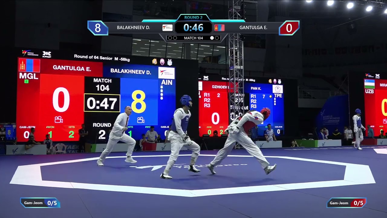 104 Round of 64 M 58kg AIN BALAKHNEEV D MGL GANTULGA E PGM
