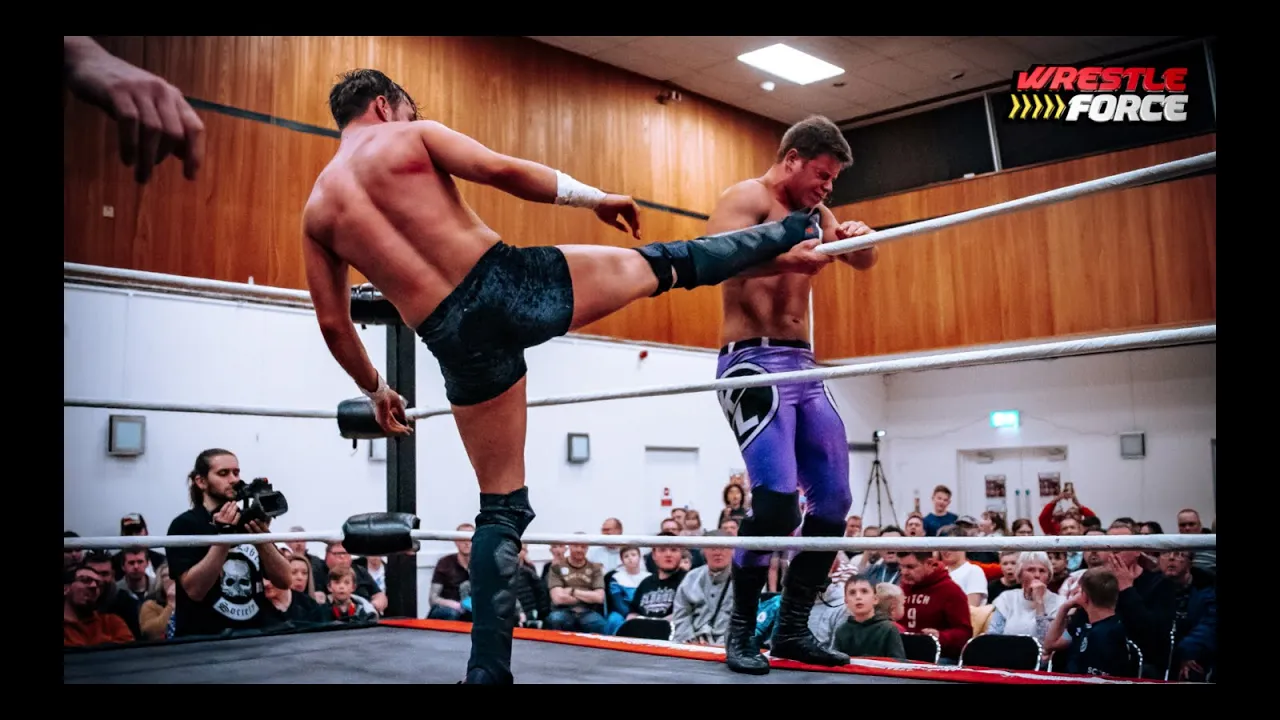 Connor Mills vs Kieron Lacey WRESTLEFORCE Live in Rayleigh 07.04.23 background