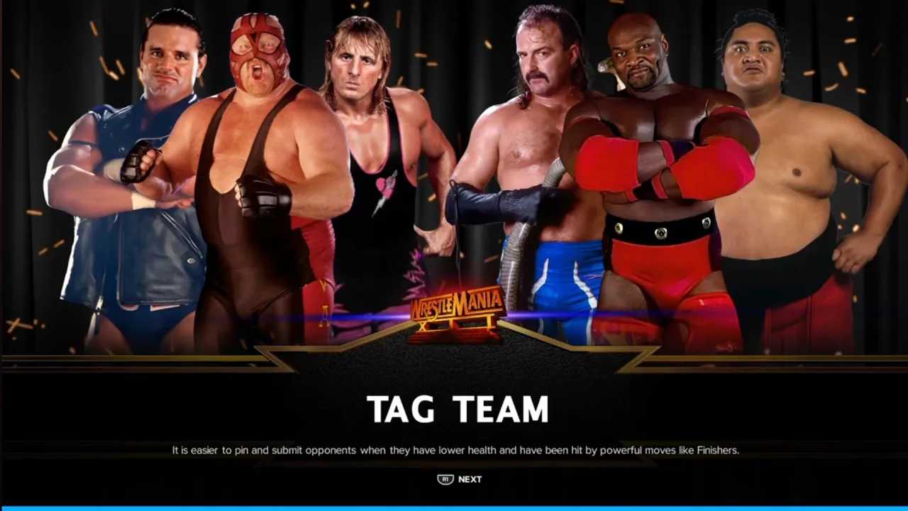 Bulldog, Vader & Owen vs Jake Ahmed & Yokozuna. WrestleMania 12. WWE 2K24