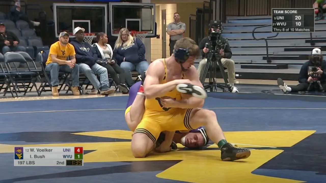 197lbs Wyatt Voelker (UNI) vs Ian Bush (West Virginia)