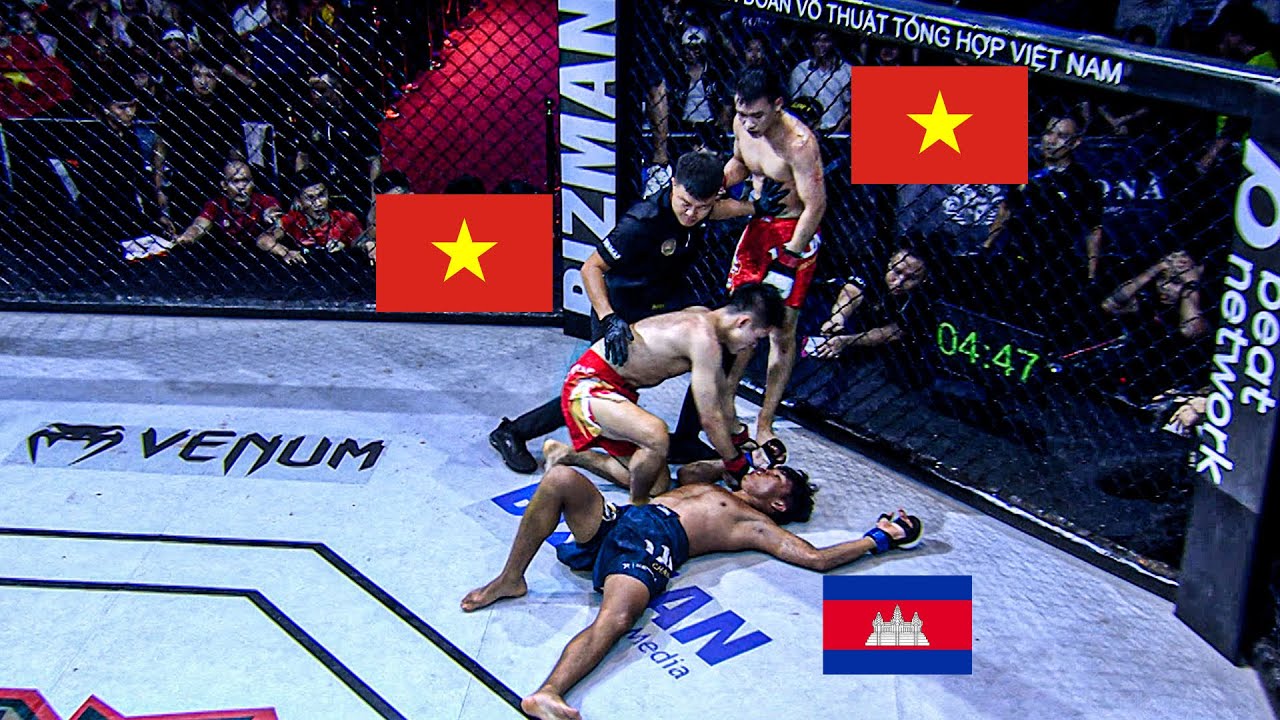 Rơi vào thế 1 đấu 2, võ sĩ Campuchia gặp cái kết đắng trước sức mạnh tay đấm Việt background