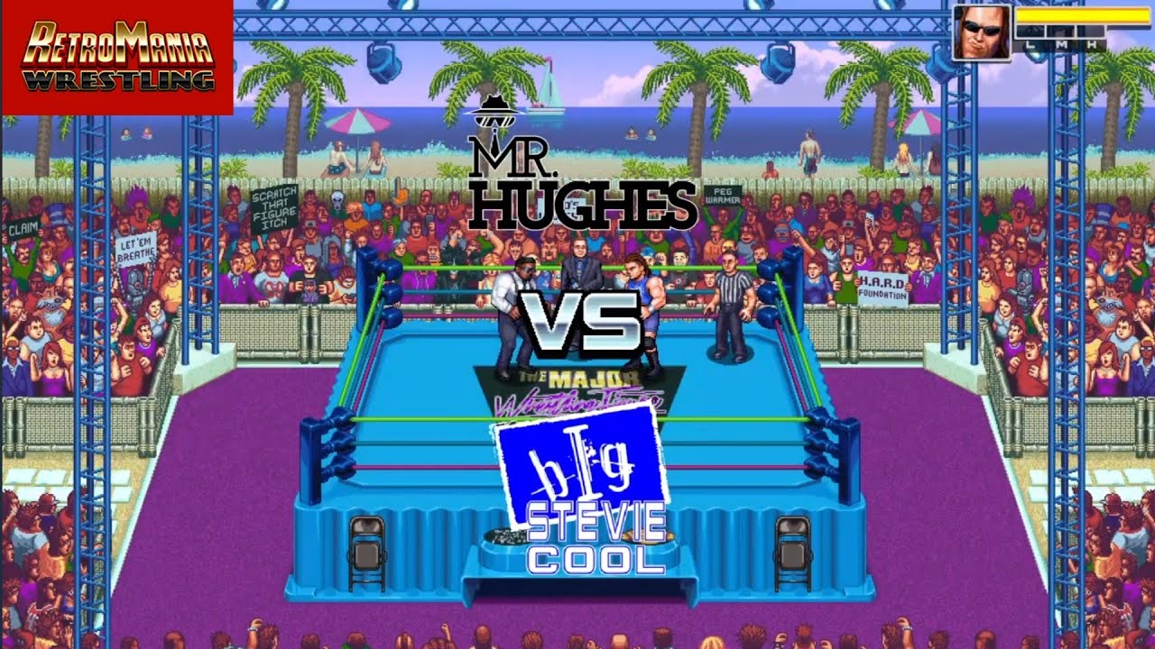 Mr Hughes vs Stevie Richards. The Major Beach Party. RetroMania Wrestling background