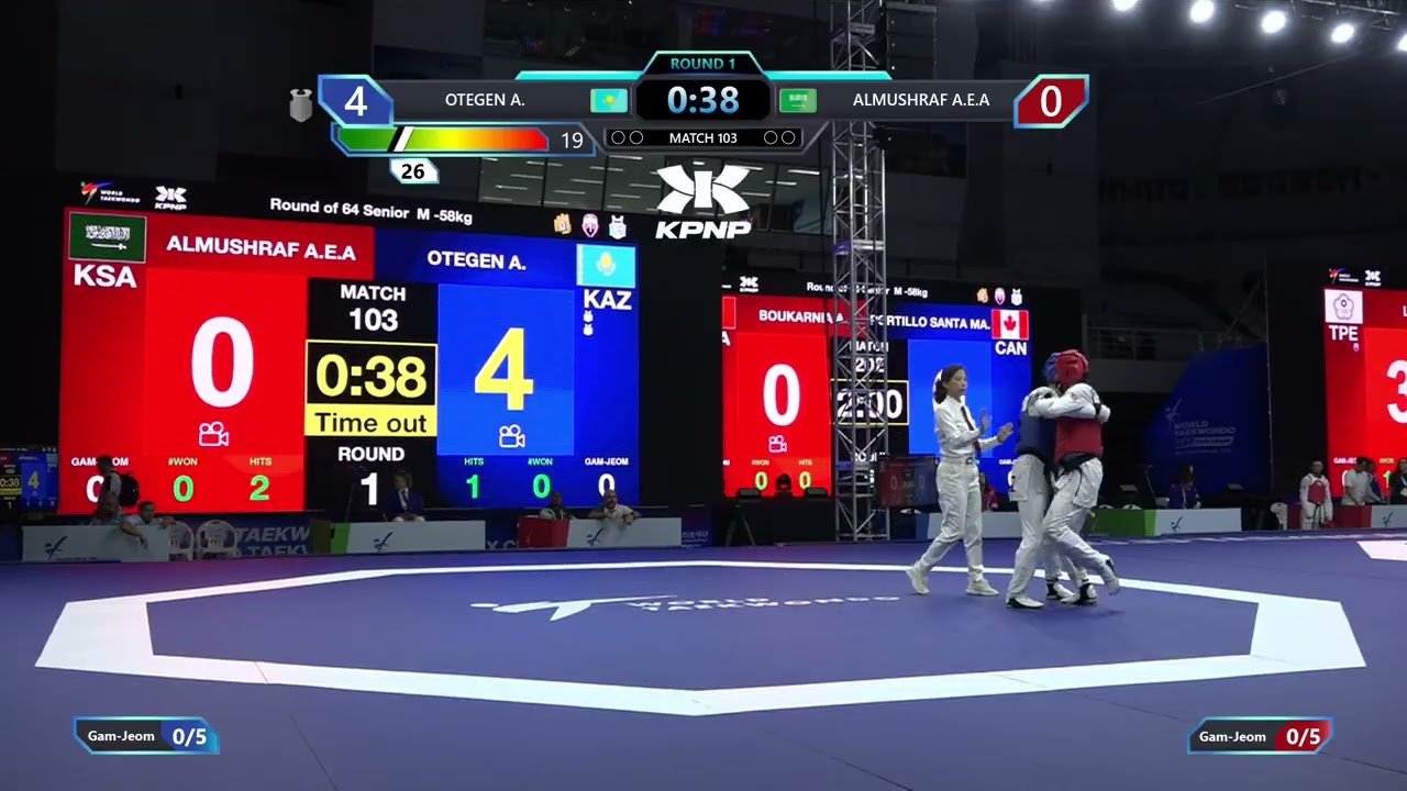 103 Round of 64 M 58kg KAZ OTEGEN A KSA ALMUSHRAF A E A PGM