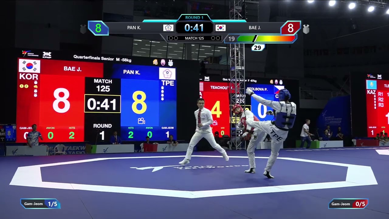 125 Quarterfinals M 58kg TPE PAN K KOR BAE J PGM background