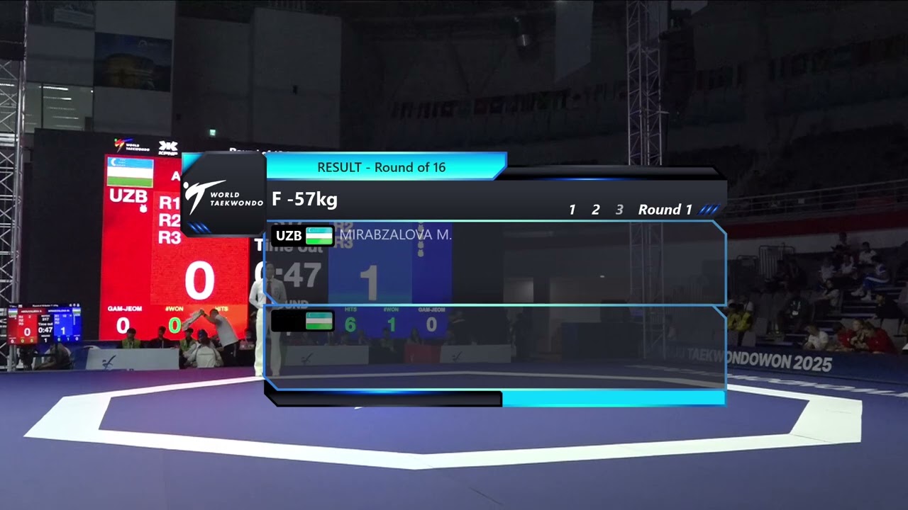 317 Round of 16 F 57kg UZB MIRABZALOVA M UZB ABDUVALIEVA S PGM background