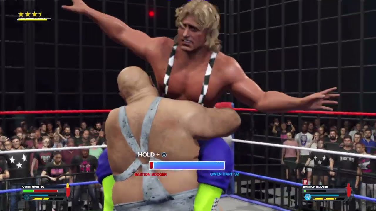 Owen Hart vs Baston Booger Steel Cage Match USWA TV. WWE 2K24 background