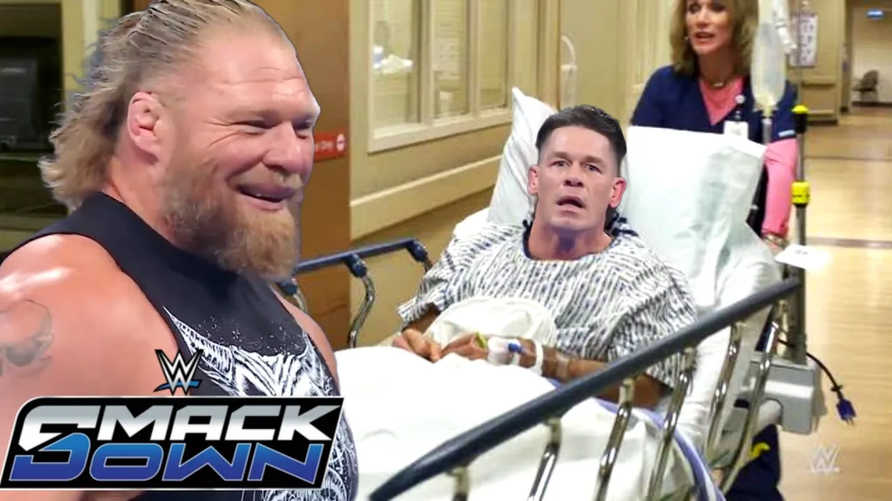 Brock Lesnar Sends John Cena in Hospital After Brutal Attack WWE Smackdown 2025 Highlights background