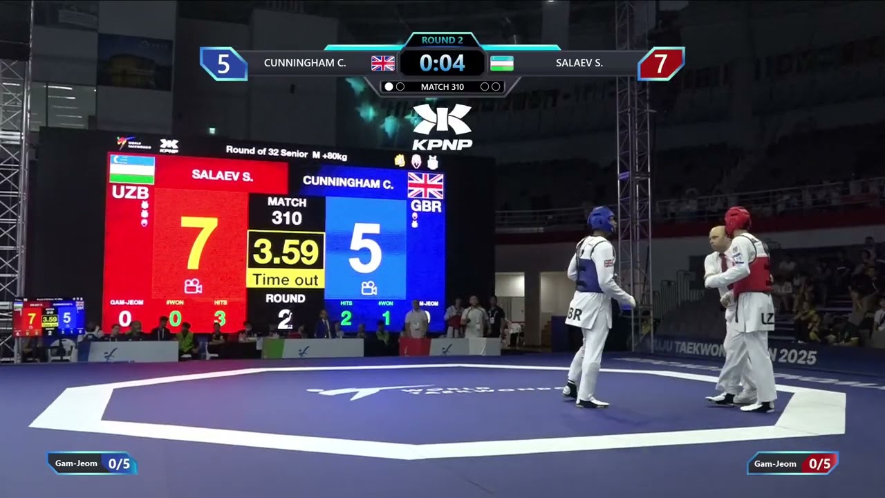 310 Round of 32 M +80kg GBR CUNNINGHAM C UZB SALAEV S PGM