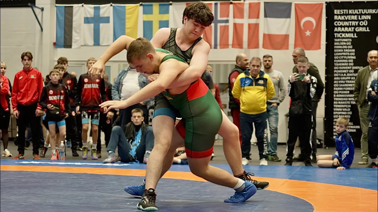 U15 Olgerdas Cesnulevicius (LTU) vs Daniil Borodin (UKR) 85kg. Greco-roman boys wrestling. B-cam