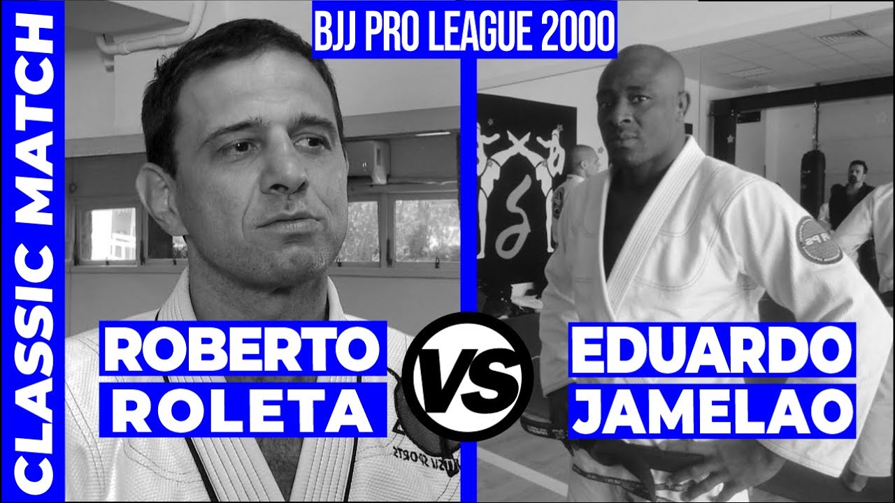 OLD SCHOOL BJJ MATCH: Roberto Roleta Magalhães vs Eduardo Jamelao Conceicao BJJ Pro League 2000 background