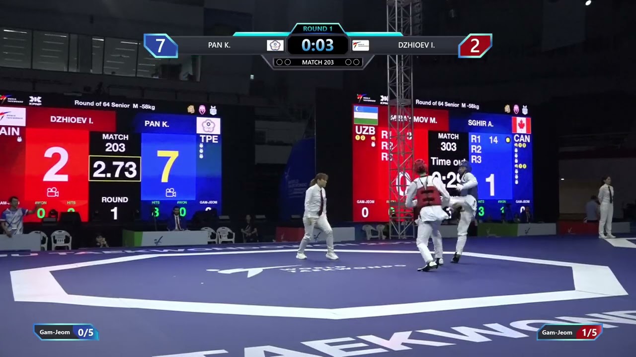 203 Round of 64 M 58kg TPE PAN K AIN DZHIOEV I PGM background