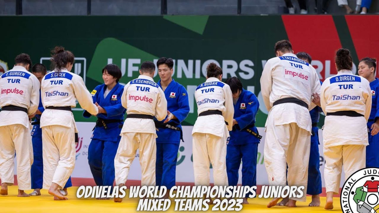 JPN vs TUR - Round 1 - Odivelas World Championships Juniors Mixed Teams 2023 - 柔道 background