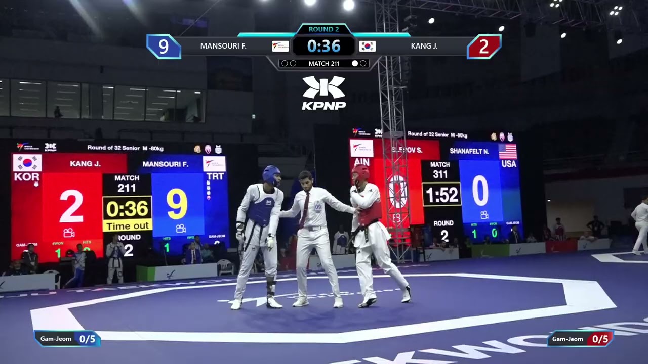 211 Round of 32 M 80kg TRT MANSOURI F KOR KANG J PGM background