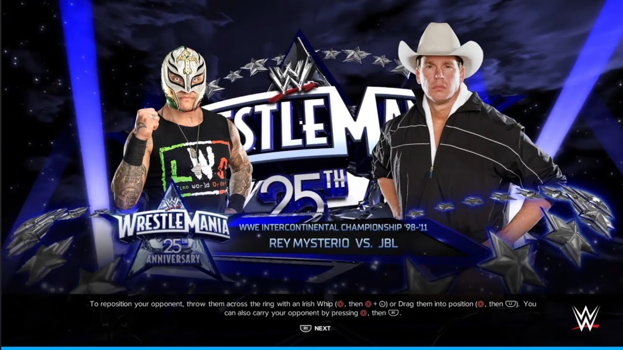 Rey Mysterio vs JBL. WrestleMania 25. WWE 2K24 backdrop