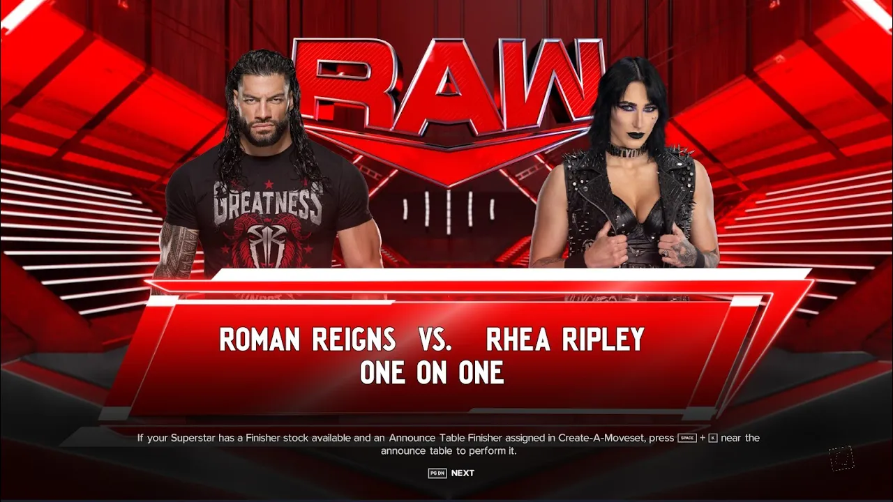 WWE 2K24 ROMAN REIGNS VS RHEA RIPLEY | WWE RAW