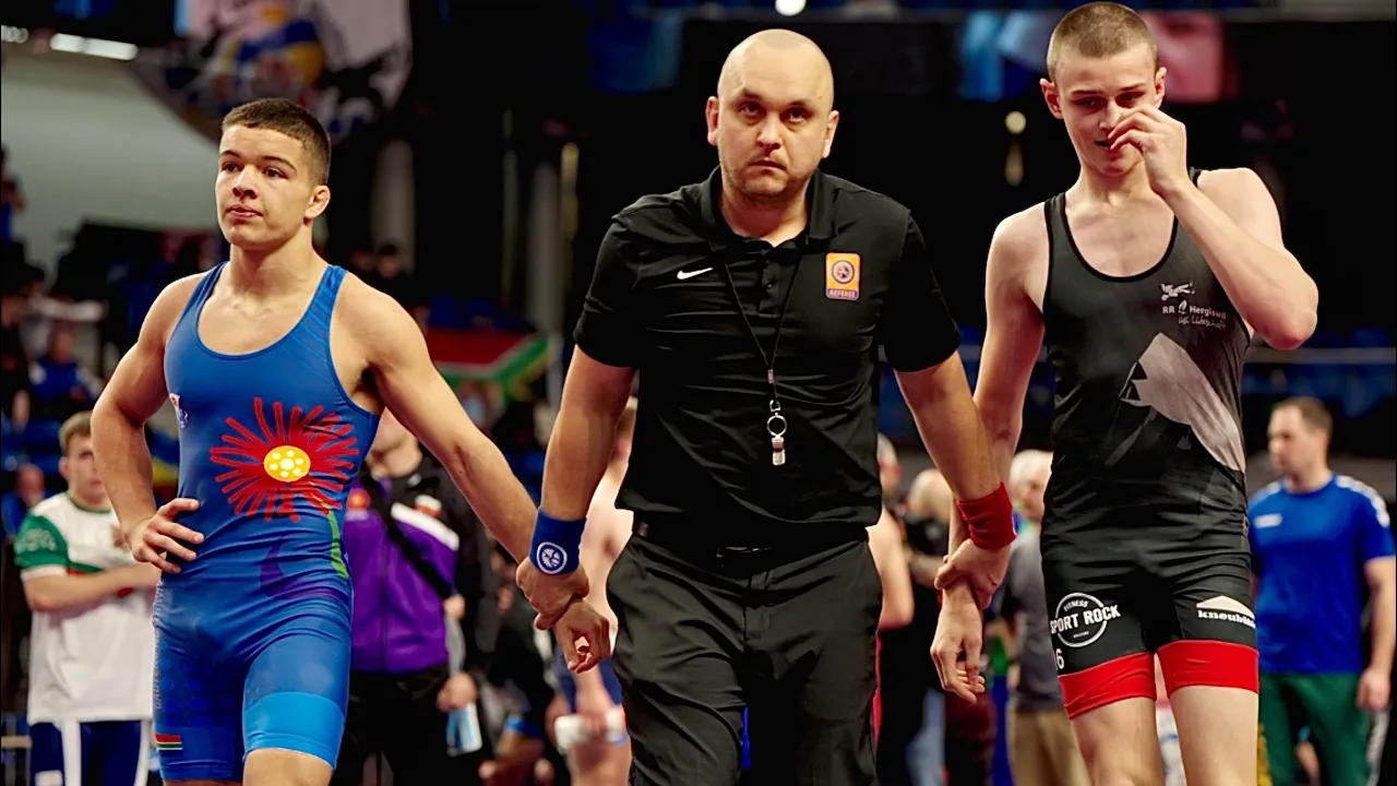 U20 Jonas Schumacher (SUI) vs Stefan Gouws (RSA) 65kg. Freestyle men wrestling tournament.