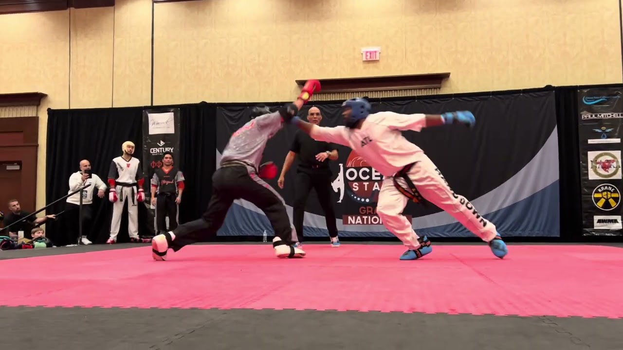 Team Legend (Hybrid) vs Team ATL A Men's Team Sparring - Ocean State Grand Nationals 2025 backdrop