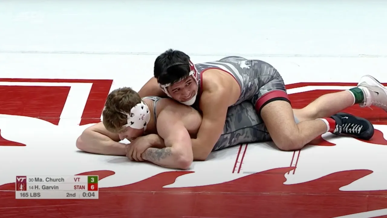 165lbs Hunter Garvin (Stanford) vs Mac Church (Virginia Tech)