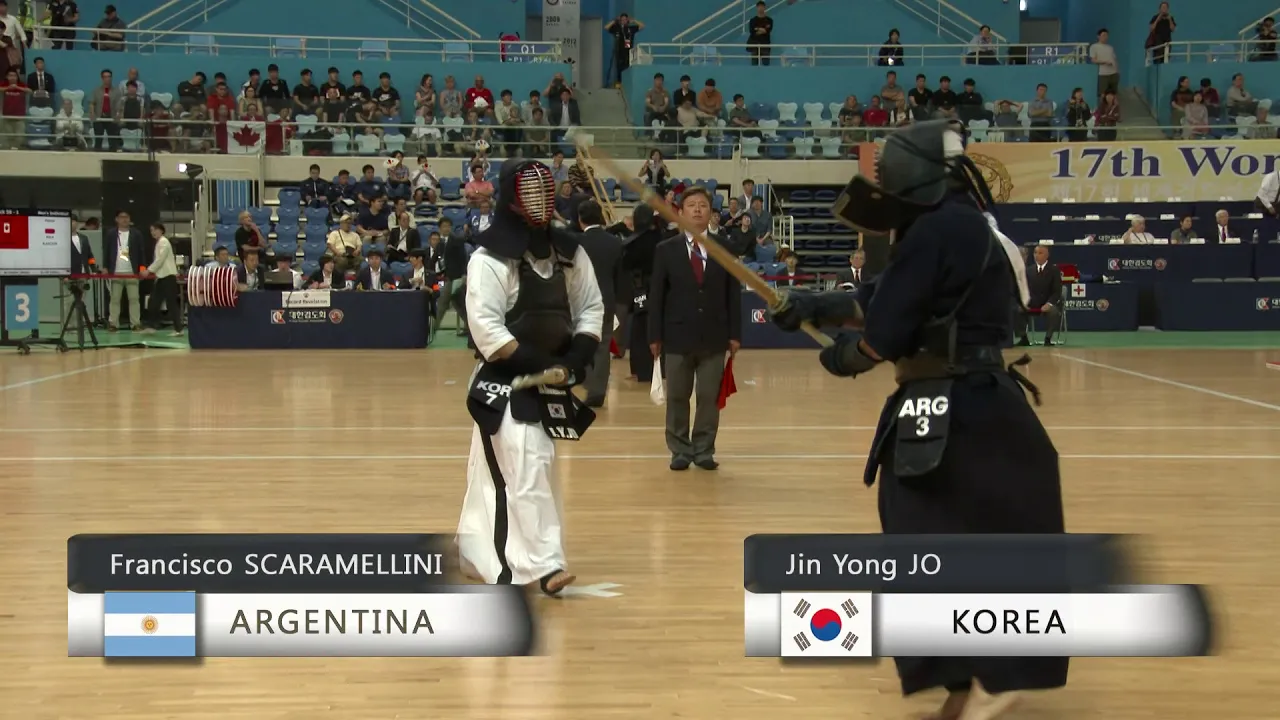 17th World Kendo Championships 4ch F.SCARAMELLINI(ARG) vs J.JO(KOR) background