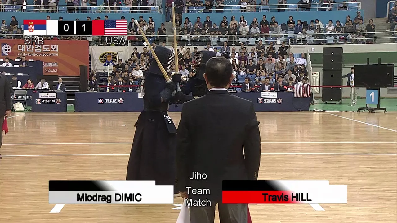 17th World Kendo Championships Men's TEAM MATCH 6ch Serbia vs United States of America backdrop
