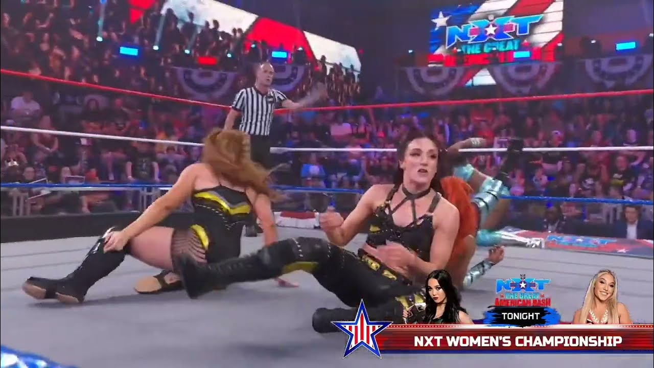 (1/2) WWE NXT's Lash Legend & Jakara Jackson vs Isla Dawn & Alba Fyre: NXT Great American Bash 2024 background